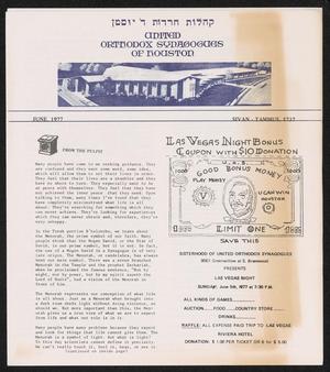 United Orthodox Synagogues of Houston Newsletter, June 1977