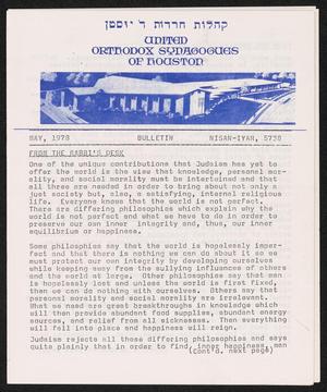United Orthodox Synagogues of Houston Bulletin, May 1978