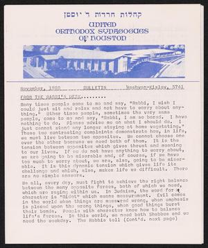 United Orthodox Synagogues of Houston Bulletin, November 1980