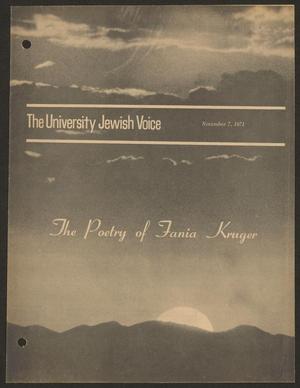 Primary view of object titled 'The University Jewish Voice, November 7, 1971'.