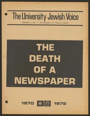 Primary view of object titled 'The University Jewish Voice, February 6, 1972'.
