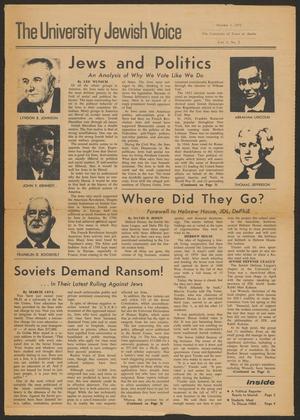 Primary view of object titled 'The University Jewish Voice, Volume 4, Number 2, October 1, 1972'.