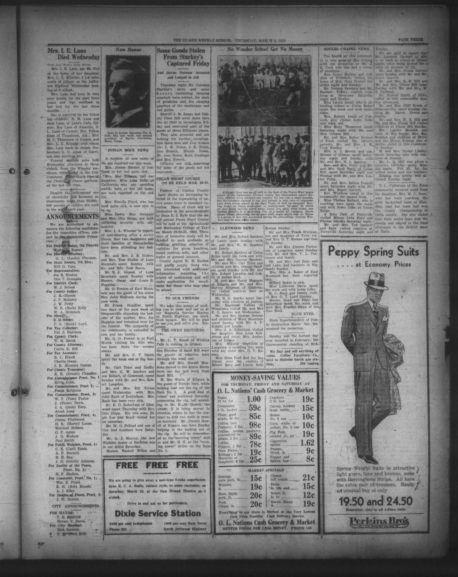 The Gilmer Weekly Mirror (Gilmer, Tex.), Vol. 56, No. 6, Ed. 1 Thursday, March 3, 1932
                                                
                                                    [Sequence #]: 3 of 8
                                                