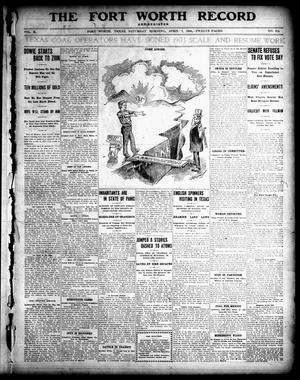 Primary view of object titled 'The Fort Worth Record and Register (Fort Worth, Tex.), Vol. 10, No. 174, Ed. 1 Saturday, April 7, 1906'.