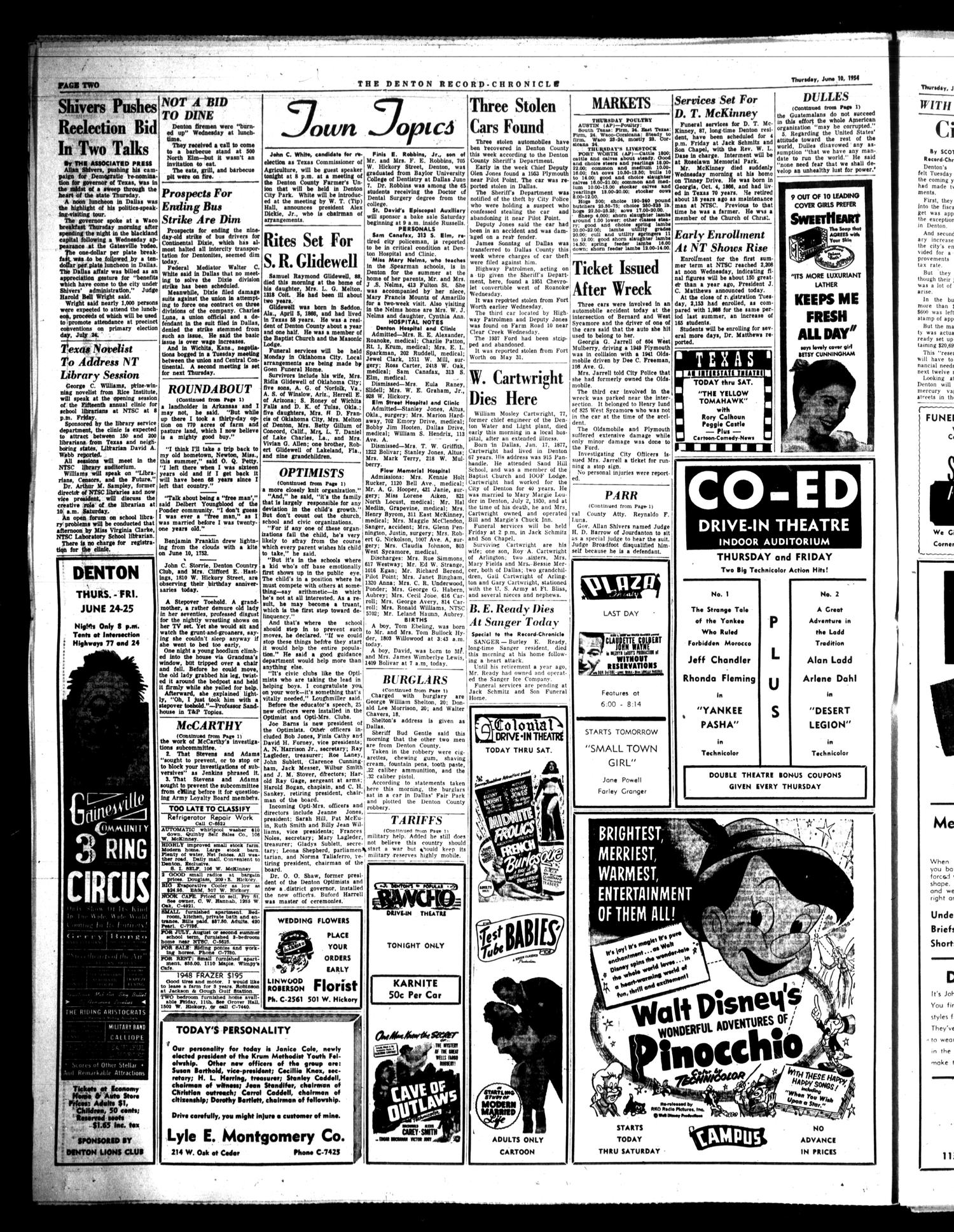 Denton Record-Chronicle (Denton, Tex.), Vol. 51, No. 268, Ed. 1 Thursday, June 10, 1954
                                                
                                                    [Sequence #]: 2 of 16
                                                
