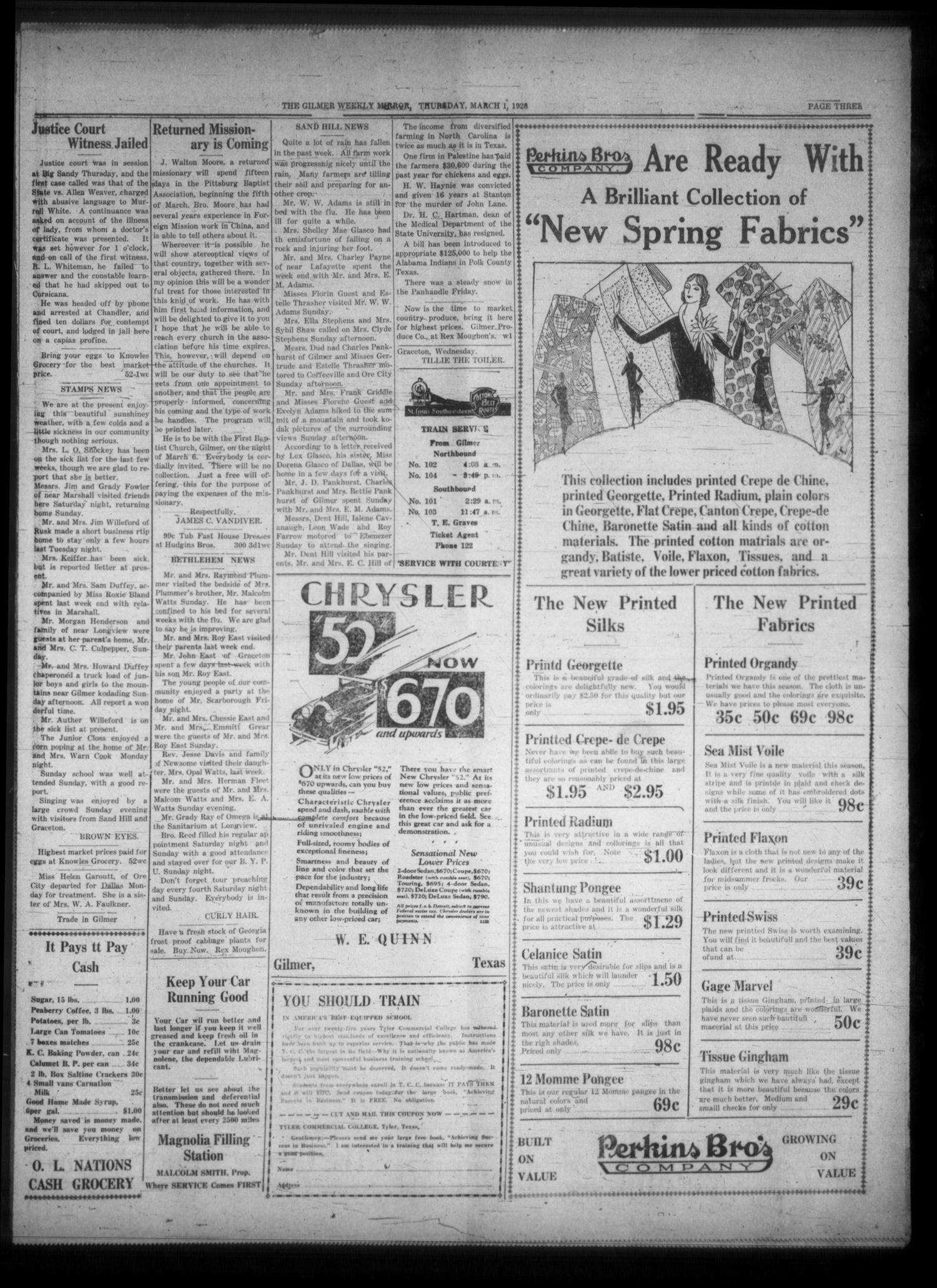 The Gilmer Weekly Mirror (Gilmer, Tex.), Vol. 52, No. 5, Ed. 1 Thursday, March 1, 1928
                                                
                                                    [Sequence #]: 3 of 6
                                                