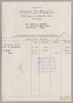 [Itemized Invoice for Hotel Regis: October 1957]