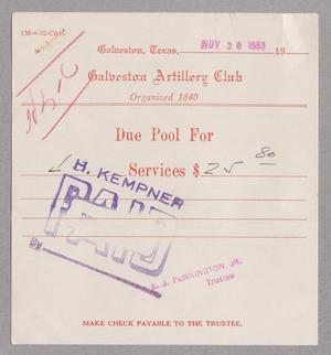 [Bill for Club Services, November 30, 1953]