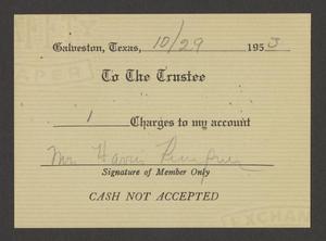 [Authorization for Club Charges, October 29, 1953]