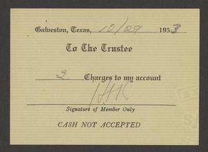 [Authorization for Club Charges, October 29, 1953]