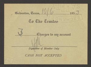 [Authorization for Club Charges, October 6, 1953]