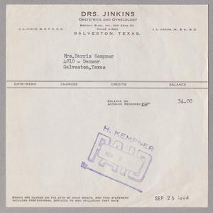 [Invoice for Drs. Jinkins, September 25, 1953]