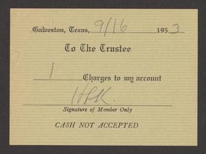[Authorization for Club Charges, September 16, 1953]