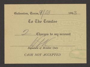 [Authorization for Club Charges, September 18, 1953]