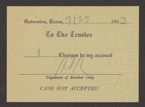[Authorization for Club Charges, September 25, 1953]