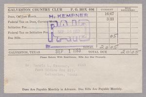 [Monthly Bill for Galveston Country Club: April 1954]