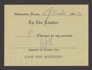 [Authorization for Club Charges, August 23, 1953]