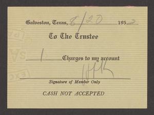 [Authorization for Club Charges, August 20, 1953]