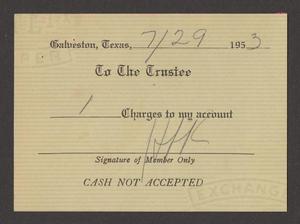 [Authorization for Club Charges, July 29, 1953]