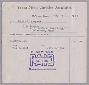[Invoice for YMCA Dues:1953-1954]