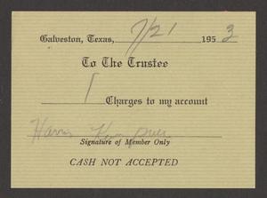 [Authorization for Club Charges, July 21, 1953]