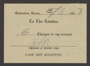 [Authorization for Club Charges, May 6, 1953]