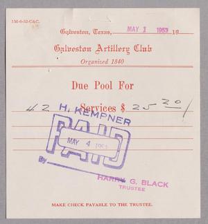 [Bill for Club Services, May 1, 1953]