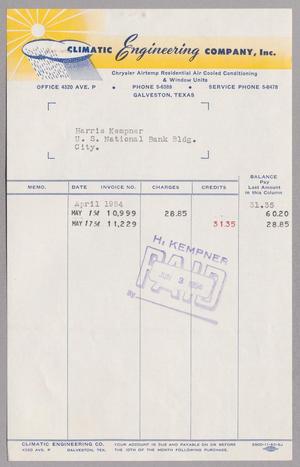 Primary view of object titled '[Bill for the Climatic Engineering Company: June, 1954]'.