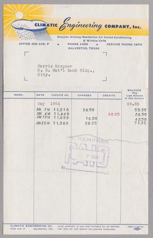 [Bill for the Climatic Engineering Company: July, 1954]