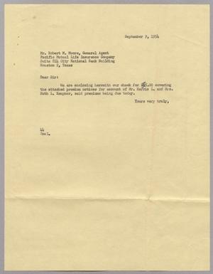 [Letter from A. H. Blackshear Jr. to Robert M. Moore, September 9, 1954]