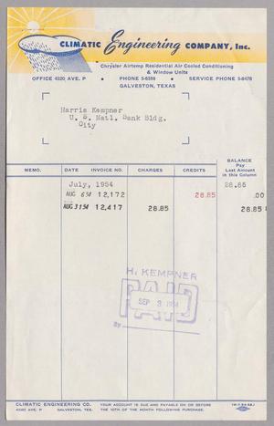 [Bill for the Climatic Engineering Company: September, 1954]