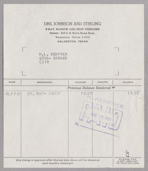 [Invoice for Drs. Johnson and Stirling, July 21, 1954]