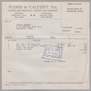 [Invoice for Flood & Calvert, Inc.: July, 1954]