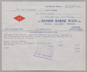 [Invoice from Hanson Marine Ways: October, 1954]