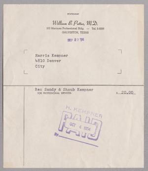 [Invoice for William B. Potter, September 27, 1954]