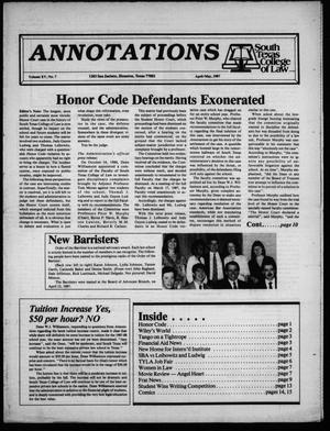 Primary view of object titled 'Annotations, South Texas College of Law (Houston, Tex.), Vol. 15, No. 7, Ed. 1, April/May, 1987'.
