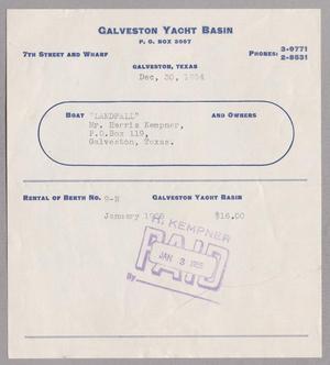 [Monthly Bill for Yacht Berth: January 1955]