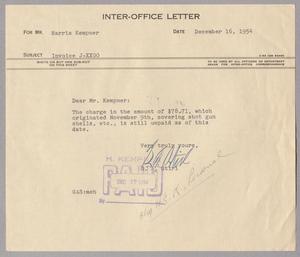 [Inter-Office Letter for Harris Leon Kempner, December 16, 1954]