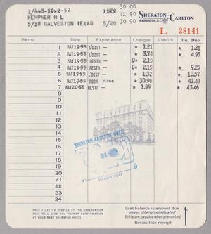 [Itemized Invoice for Sheraton - Carlton Hotel: May 1955]