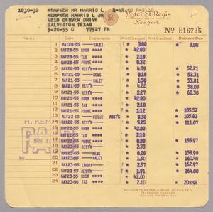 [Itemized Invoice for Hotel Regis: May 1955]