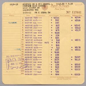 [Itemized Invoice for Hotel Regis: May 1955]