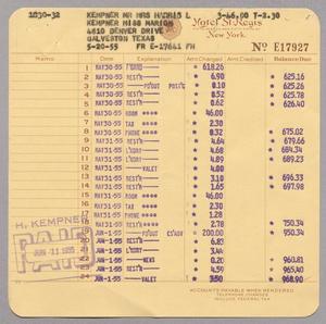 [Itemized Invoice for Hotel Regis: May and June 1955]