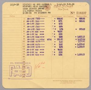 [Itemized Invoice for Hotel Regis: June 1955]