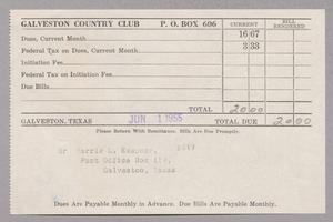 [Monthly Bill for Galveston Country Club: June 1955]