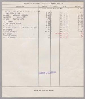 [Invoice from Deerfield Academy: March, 1955]
