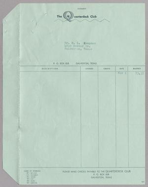 [Account Statement for The Quarterdeck Club, November 1, 1955]