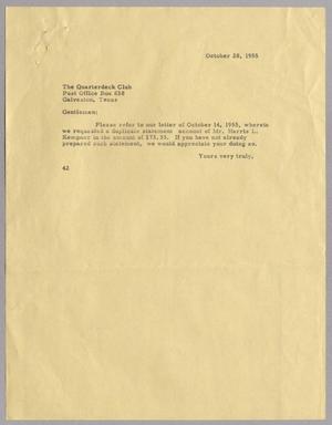 [Letter from A. H. Blackshear Jr. to The Quarterdeck Club, October 28, 1955]