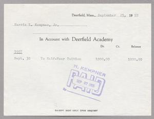 [Receipt for Half-Year Tuition at Deerfield Academy]