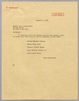 [Letter from Harris L. Kempner to Dick & Merle-Smith, January 31, 1956]