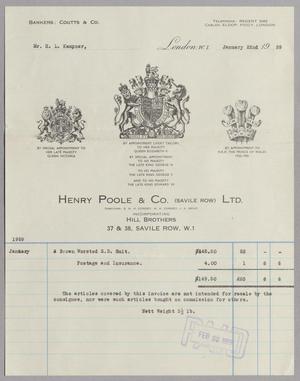 [Invoice from Henry Poole & Co.: January, 1959]